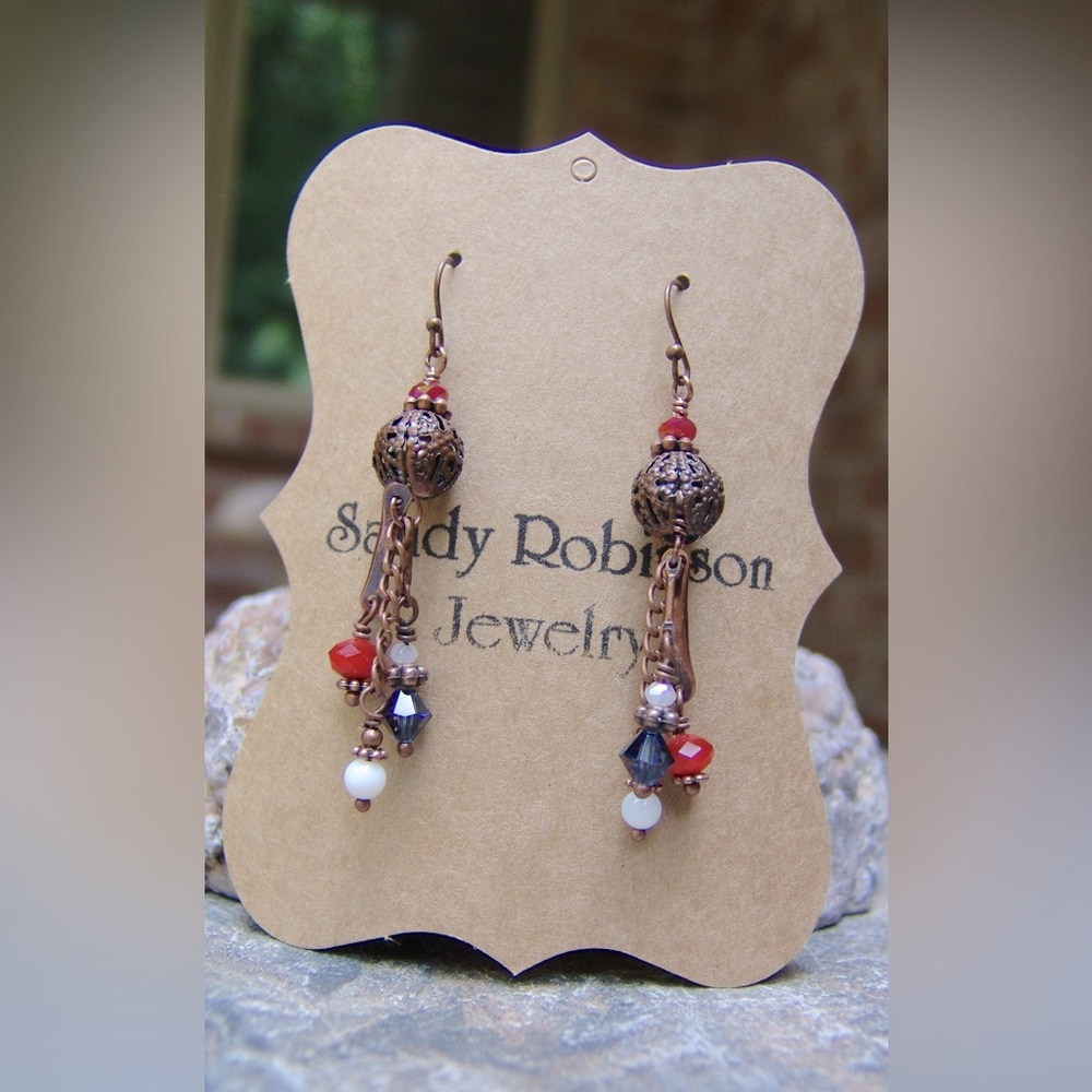 Handcrafted 4th of July Copper Earrings by Sandy Robinson Jewelry
